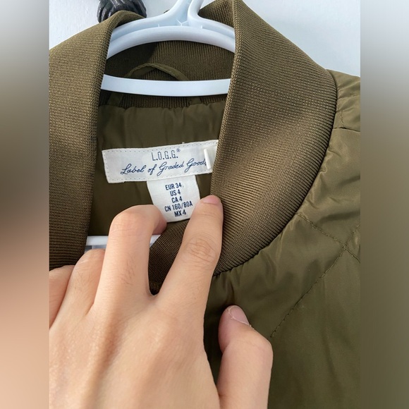 H&M Womens Military Green Quilted Bomber Jacket Size 4 - Picture 2 of 6